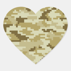 8 Bit Pixel digitale Wüste Camouflage / Camouflage Herz-Aufkleber