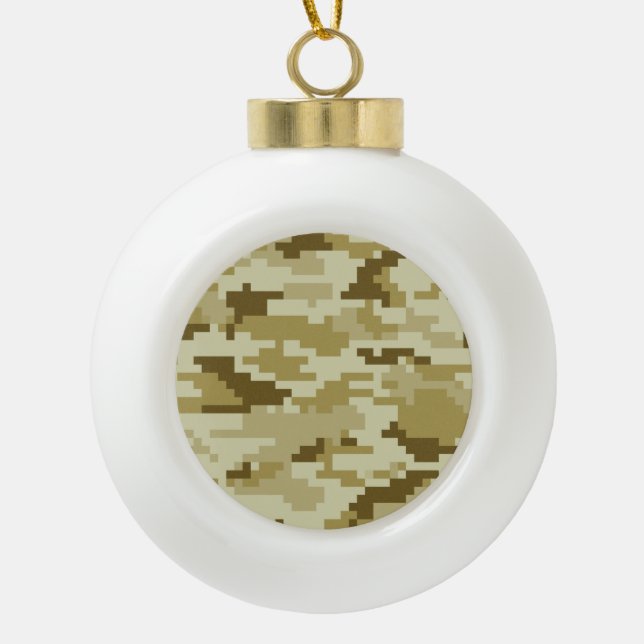 8 Bit Pixel digitale Wüste Camouflage / Camouflage Keramik Kugel-Ornament (Vorderseite)
