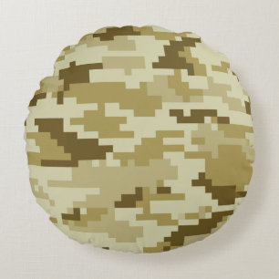 8 Bit Pixel digitale Wüste Camouflage / Camouflage Rundes Kissen