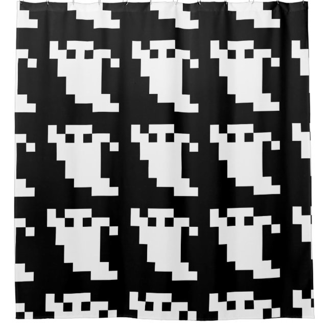 8 Bit Pixel Ghost Duschvorhang (Vorderseite)