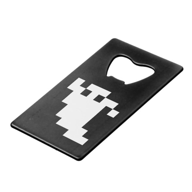 8 Bit Pixel Ghost Kreditkartenflaschenöffner (Vorderseite Schrägansicht)