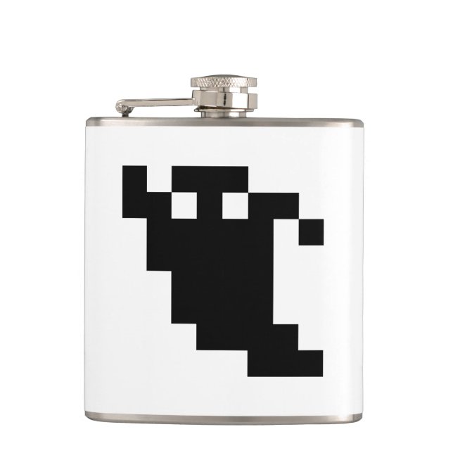 8 Bit Pixel Ghost Shadow Flachmann (Vorderseite)