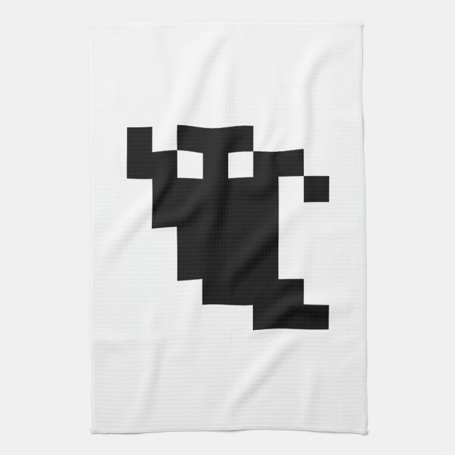 8 Bit Pixel Ghost Shadow Geschirrtuch (Vertikal)