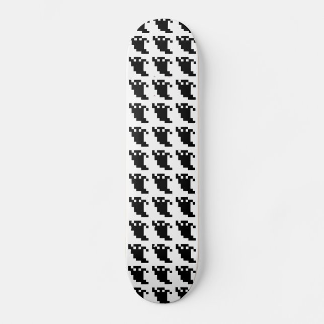 8 Bit Pixel Ghost Shadow Skateboard (Vorderseite)