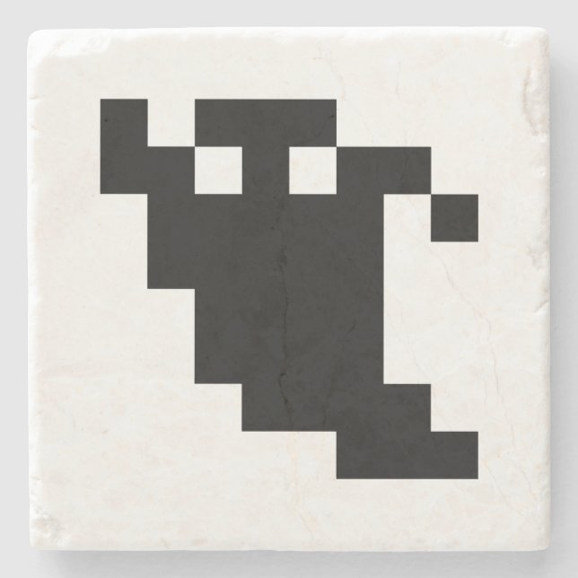 8 Bit Pixel Ghost Shadow Steinuntersetzer (Vorderseite)