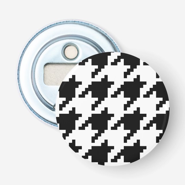 8 Bit Pixel Hahnentrittmuster Karo Muster Flaschenöffner (Vorderseite)