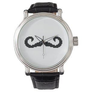 8 Bit Pixel Handlebar Mustache Armbanduhr