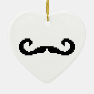 8 Bit Pixel Handlebar Mustache Keramik Ornament