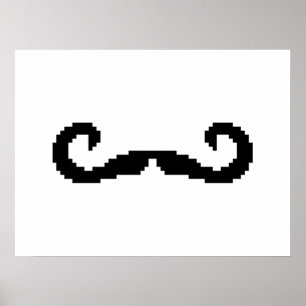 8 Bit Pixel Handlebar Mustache Poster