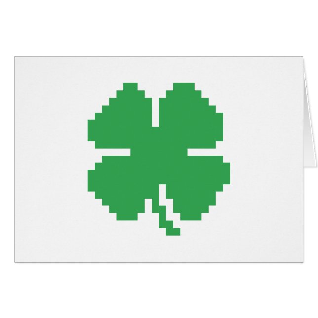 8 Bit Pixel Lucky Vierblättriges Kleeblatt (Vorderseite (Horizontal))