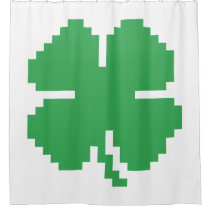 8 Bit Pixel Lucky Vierblättriges Kleeblatt Duschvorhang