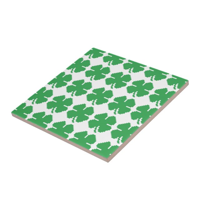 8 Bit Pixel Lucky Vierblättriges Kleeblatt Fliese (Seite)