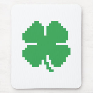 8 Bit Pixel Lucky Vierblättriges Kleeblatt Mousepad