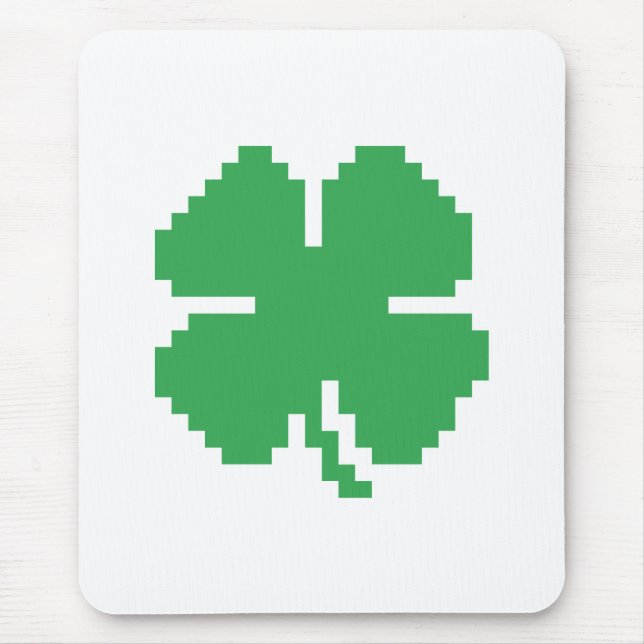 8 Bit Pixel Lucky Vierblättriges Kleeblatt Mousepad (Vorne)