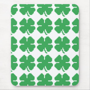 8 Bit Pixel Lucky Vierblättriges Kleeblatt Mousepad