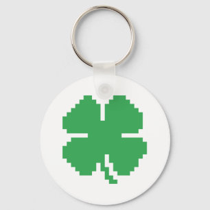 8 Bit Pixel Lucky Vierblättriges Kleeblatt Schlüsselanhänger