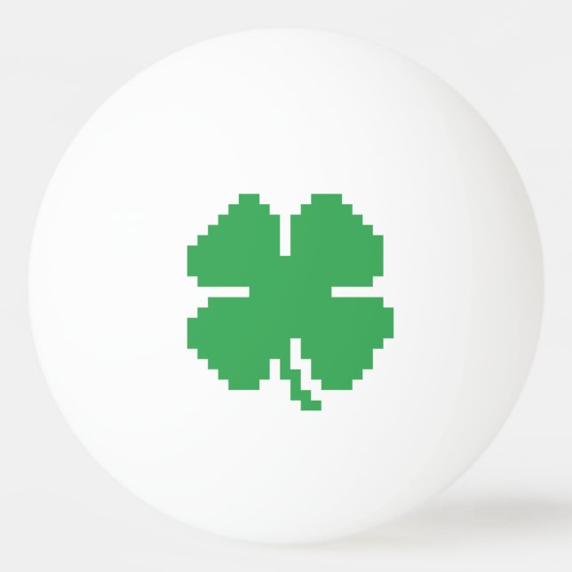 8 Bit Pixel Lucky Vierblättriges Kleeblatt Tischtennisball (Vorderseite)