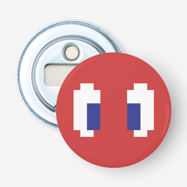 8 Bit Pixel Manga Eyes Flaschenöffner (Vorderseite)