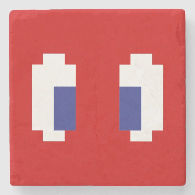 8 Bit Pixel Manga Eyes Steinuntersetzer (Vorderseite)