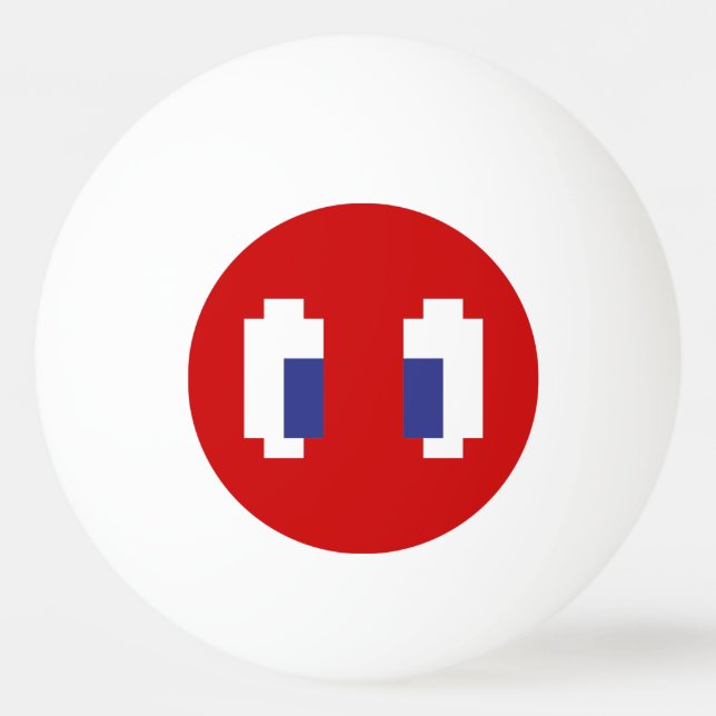 8 Bit Pixel Manga Eyes Tischtennisball (Vorderseite)