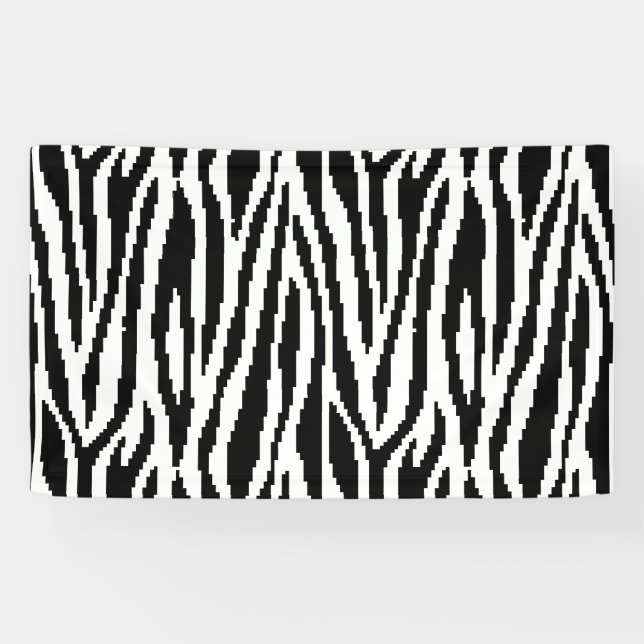 8 Bit Pixel Zebra Print Design Muster Banner (Horizontal)