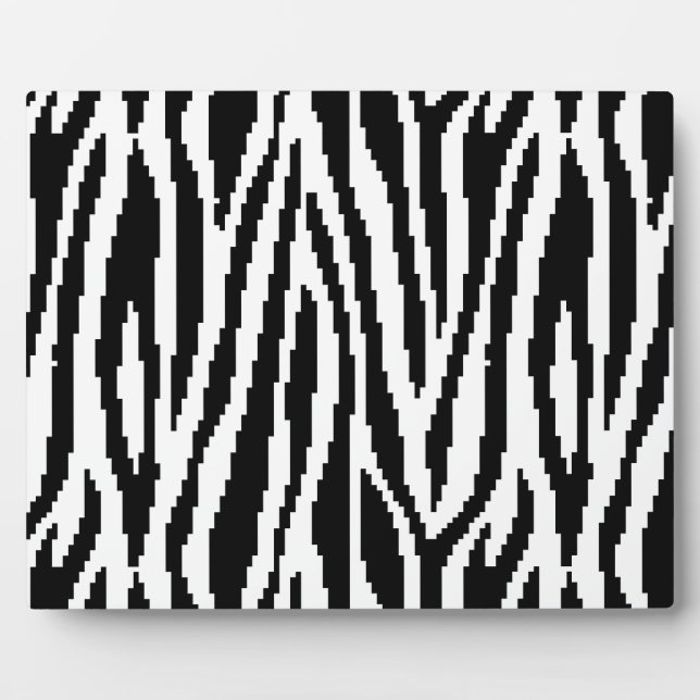 8 Bit Pixel Zebra Print Design Muster Fotoplatte (Vorderseite)