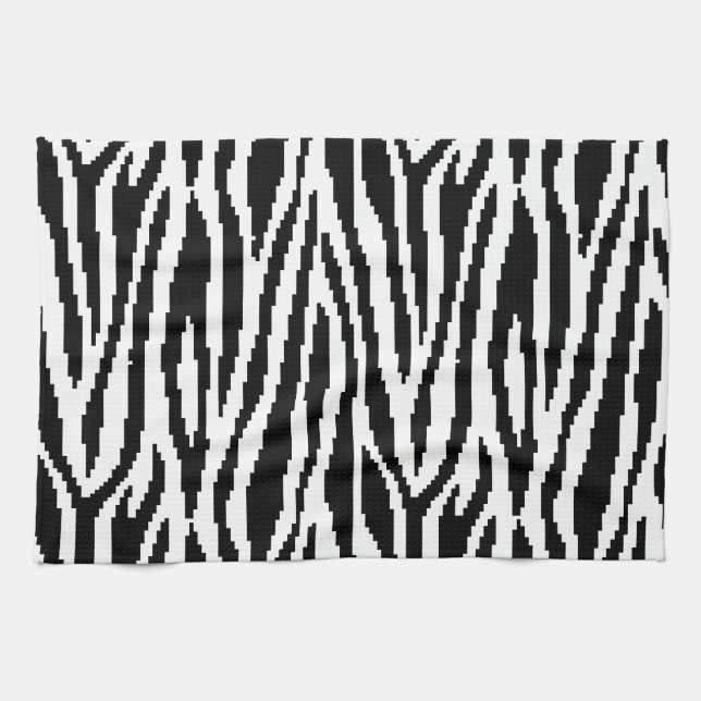 8 Bit Pixel Zebra Print Design Muster Handtuch (Horizontal)