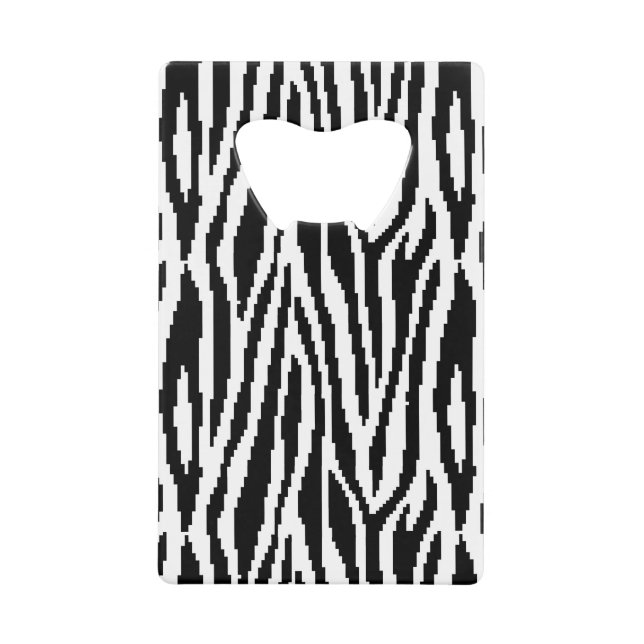 8 Bit Pixel Zebra Print Design Muster Kreditkarten Flaschenöffner (Vorderseite)