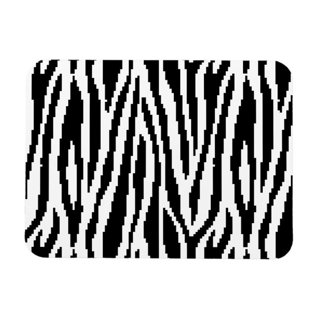 8 Bit Pixel Zebra Print Design Muster Magnet (Horizontal)