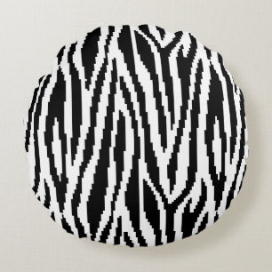 8 Bit Pixel Zebra Print Design Muster Rundes Kissen