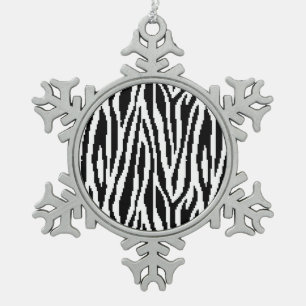 8 Bit Pixel Zebra Print Design Muster Schneeflocken Zinn-Ornament