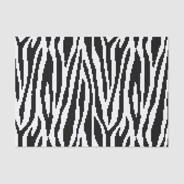 8 Bit Pixel Zebra Print Design Muster Seidenpapier (Vorderseite)