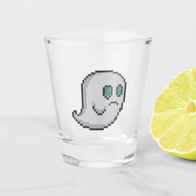 8-Bit Retro-Geist Schnapsglas (Vorderseite)