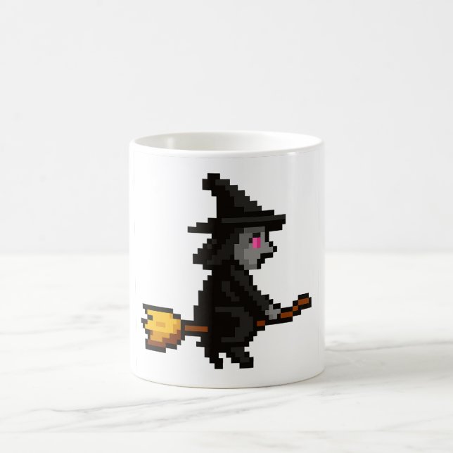 8-Bit Retro-Hexe Kaffeetasse (Mittel)