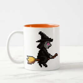 8-Bit Retro-Hexe Zweifarbige Tasse
