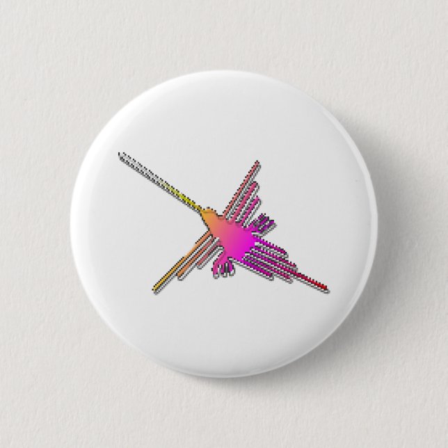 8 Bit Retro Video Game Nazca Lines Hummingbird Button (Vorderseite)