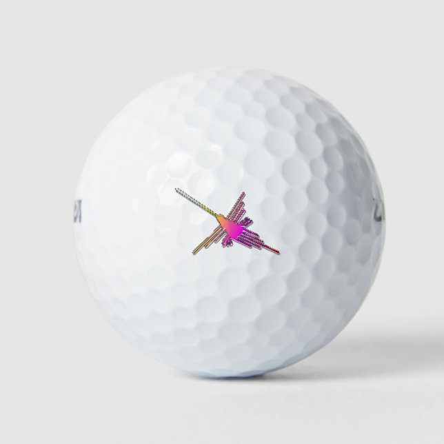 8 Bit Retro Video Game Nazca Lines Hummingbird Golfball (Vorderseite)