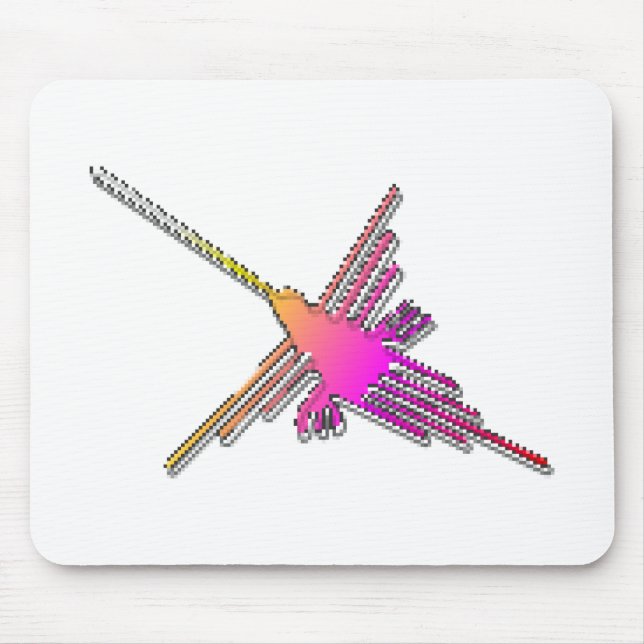 8 Bit Retro Video Game Nazca Lines Hummingbird Mousepad (Vorne)