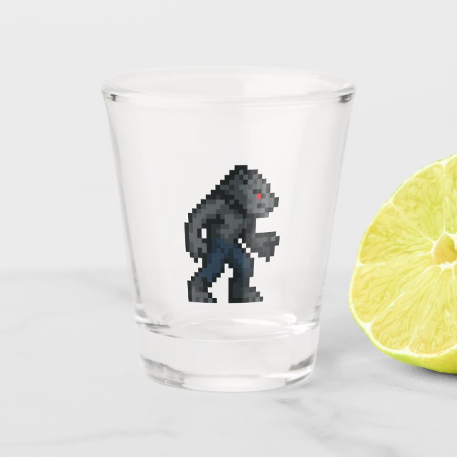 8-Bit Retro-Werwolf  Schnapsglas (Vorderseite)