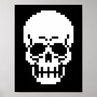 8-Bit Skull Pixel Art Poster