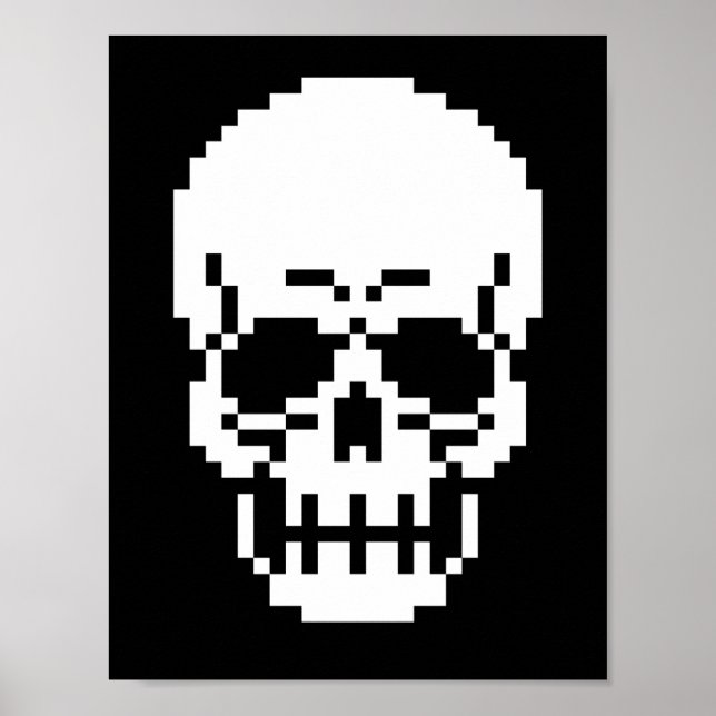 8-Bit Skull Pixel Art Poster (Vorne)