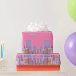8-Bit-Skyline Geschenkpapier
