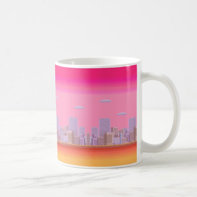 8-Bit-Skyline Kaffeetasse (Rechts)