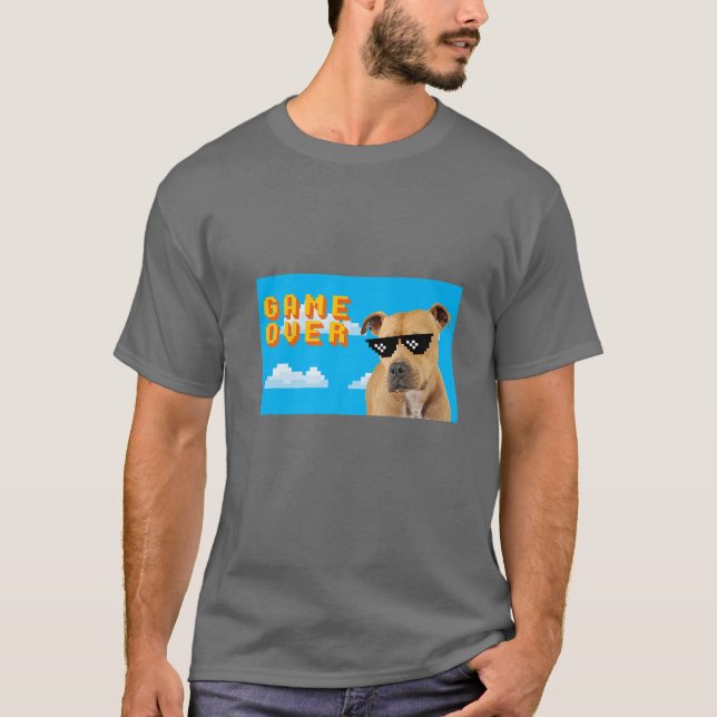 8-Bit-Spiel über Pitbull T-Shirt (Vorderseite)