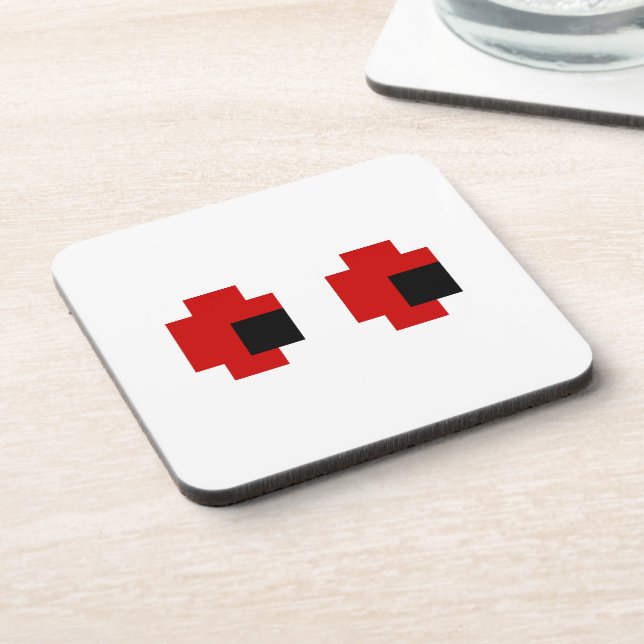 8 Bit Spooky Red Eyes Getränkeuntersetzer (Linke Seite)