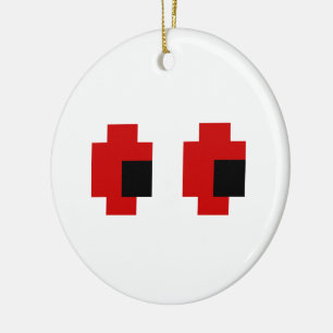8 Bit Spooky Red Eyes Keramikornament