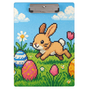 8-Bit süßer Osterhase/Kaninchen Klemmbrett