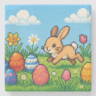 8 Bit süßer Osterhase/Kaninchen Steinuntersetzer