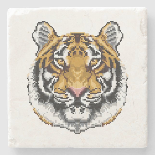 8 Bit Tiger Steinuntersetzer (Vorderseite)