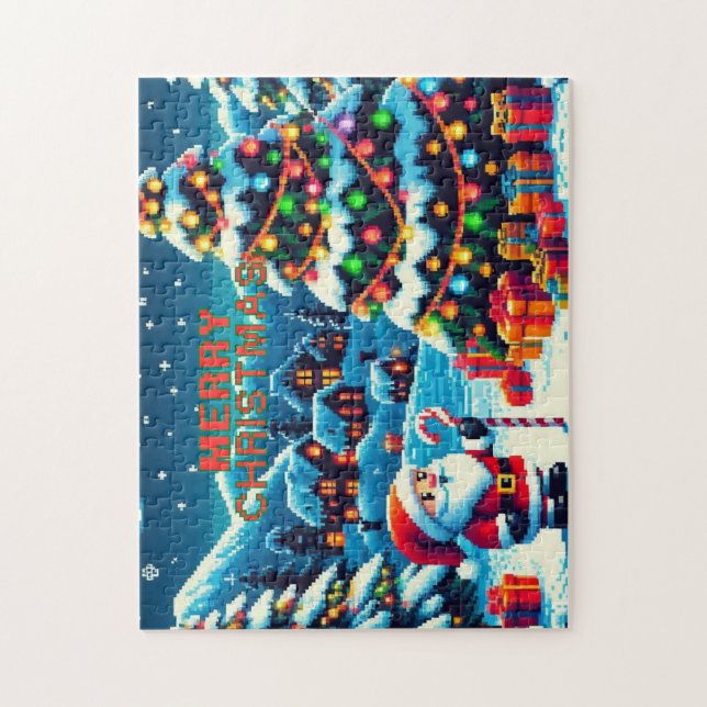 8-Bit-Weihnachtsbaum & Santa (Vertikal)